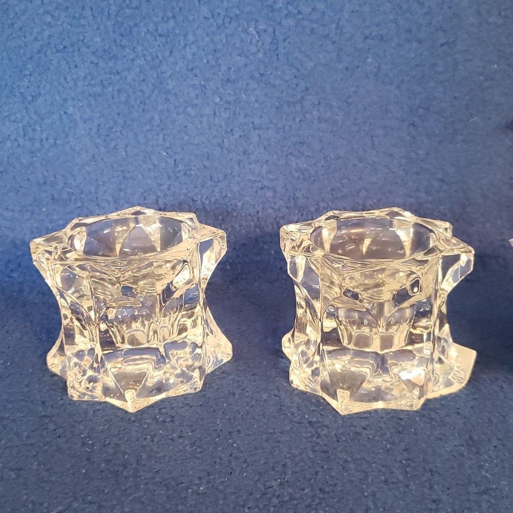NWOT Set of 2 Mikasa Sparkling Star Crystal Votive Candle Holders Candleholders